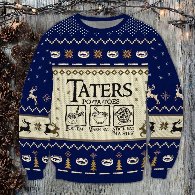 HOT Lord of the ring Taters Po Ta Toes Christmas Sweater 1