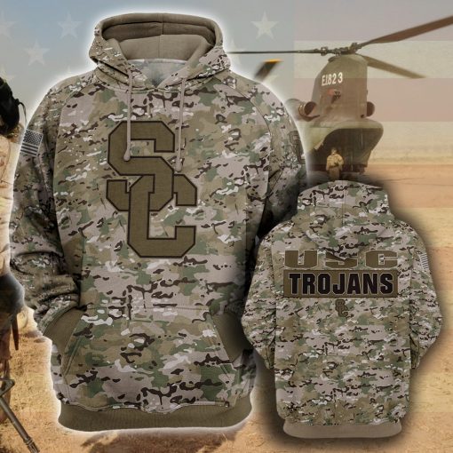 USC Trojans camo camouflage style veterans hoodie