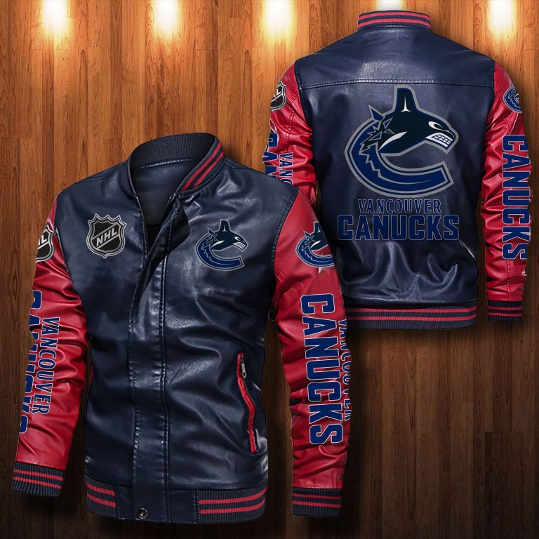 Vancouver Canucks NHL bomber leather jacket 14