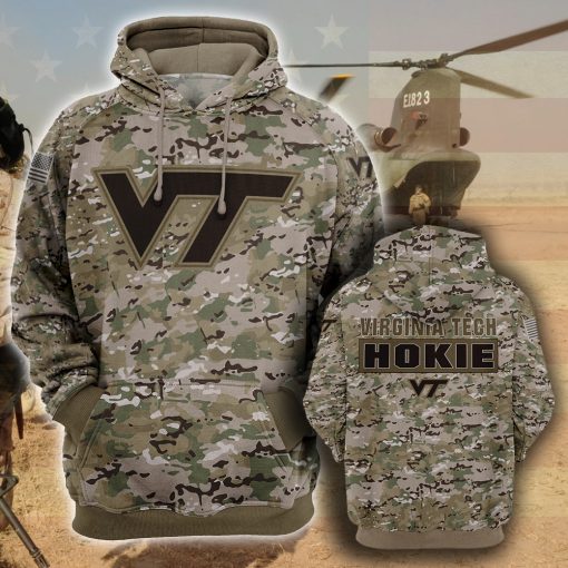 Virginia tech hokies camo camouflage style veterans hoodie
