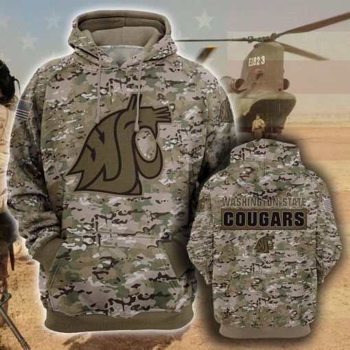 Washington state cougars camo camouflage style veterans hoodie
