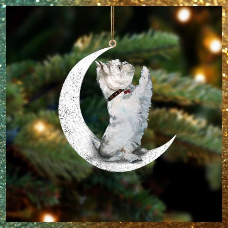 BEST Westie Sit On The Moon ornament 9