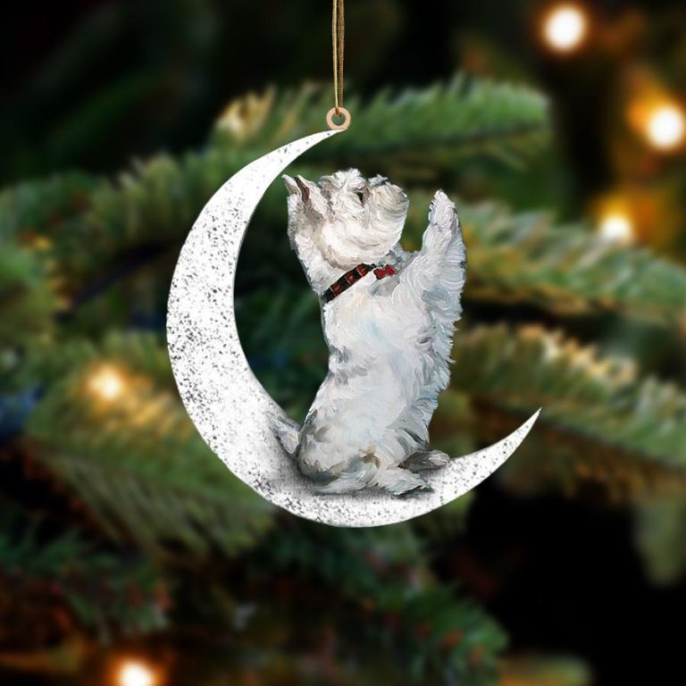 BEST Westie Sit On The Moon ornament 8