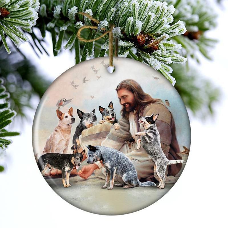 HOT Jesus Surrounded By Heelers hanging ornament 8