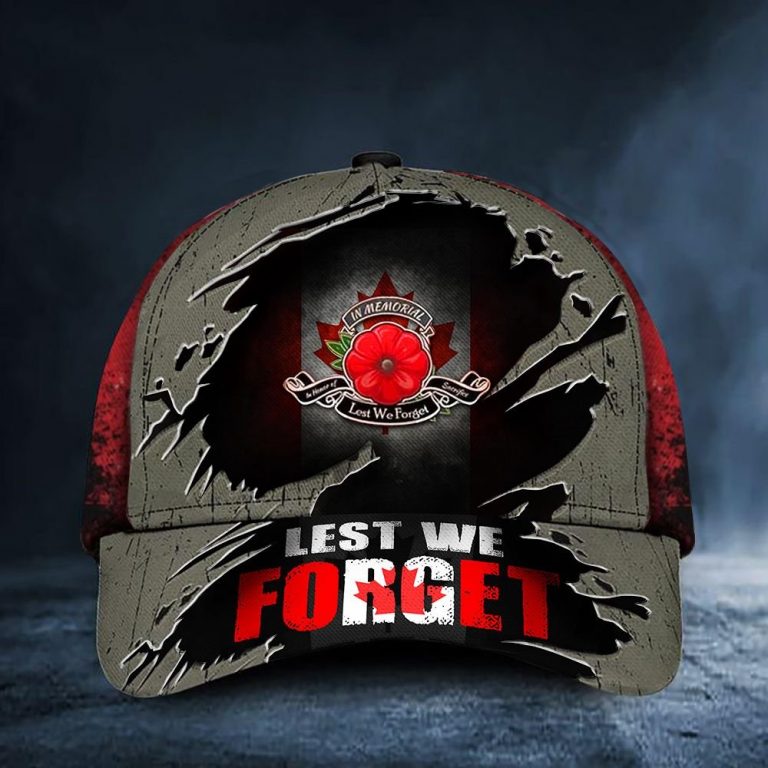 Lest We Forget Poppy Canada Flag Remembrance Day Hat
