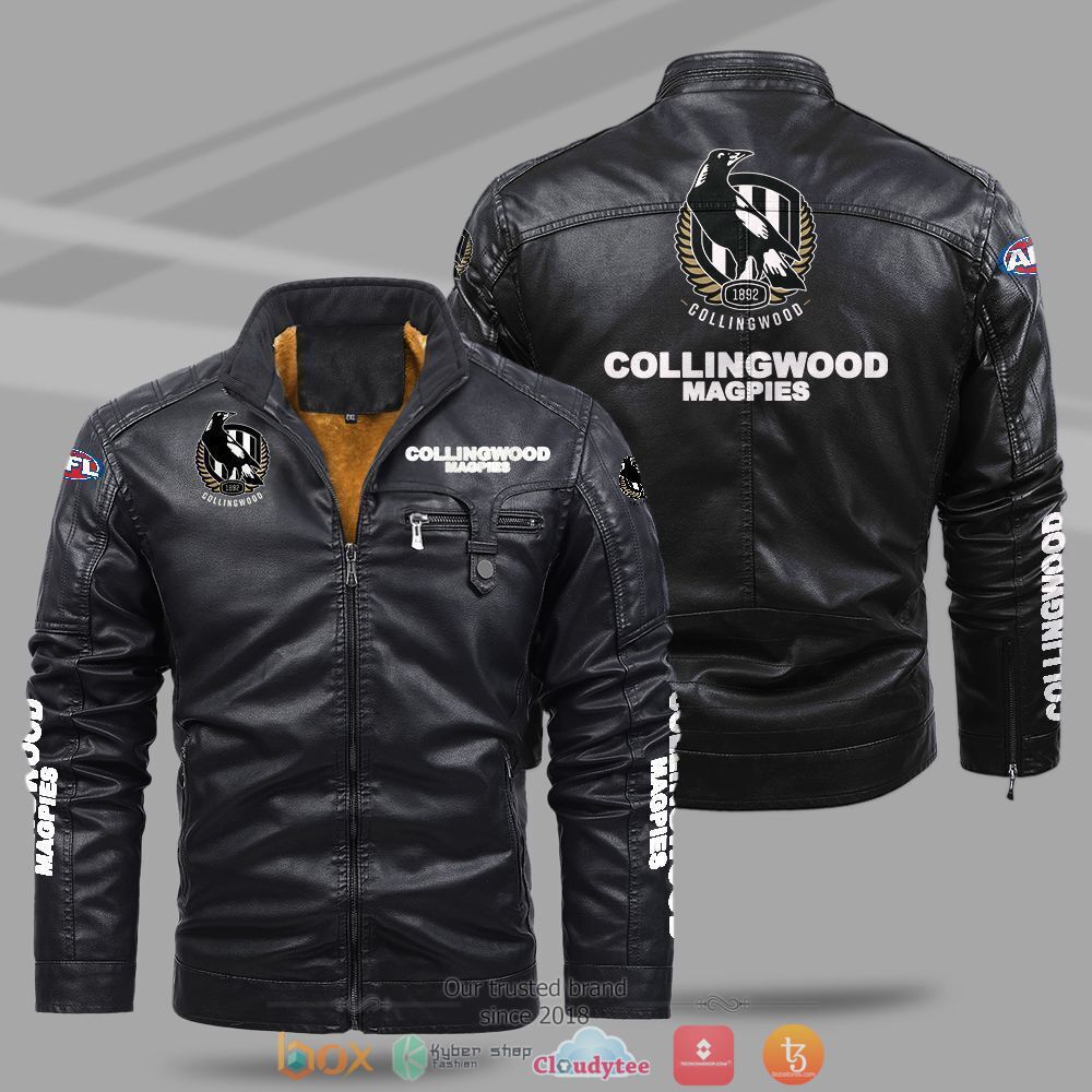 AFL_Collingwood_Magpies_Fleece_leather_jacket