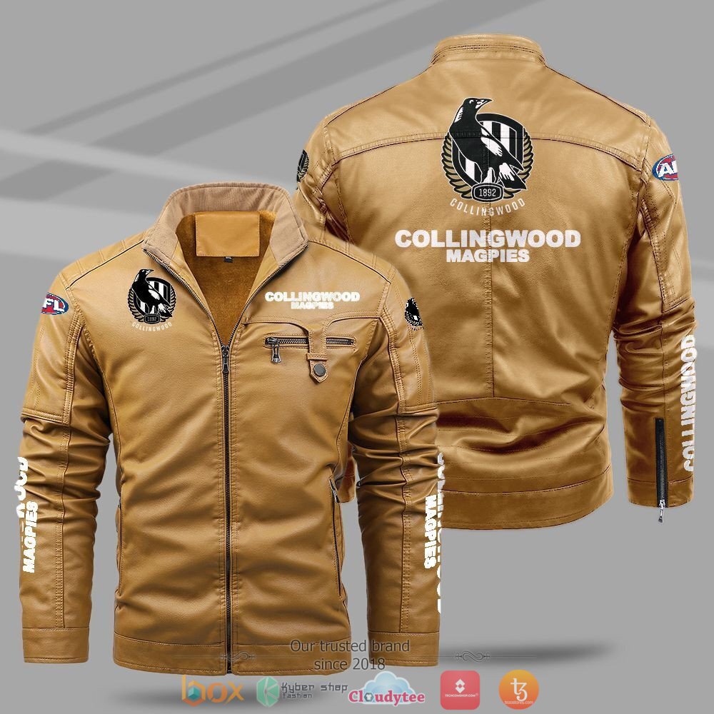 AFL_Collingwood_Magpies_Fleece_leather_jacket_1