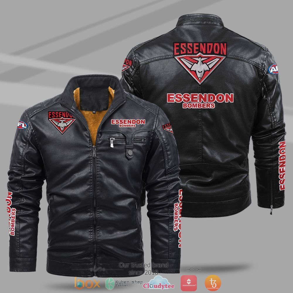 AFL_Essendon_Bombers_Fleece_leather_jacket