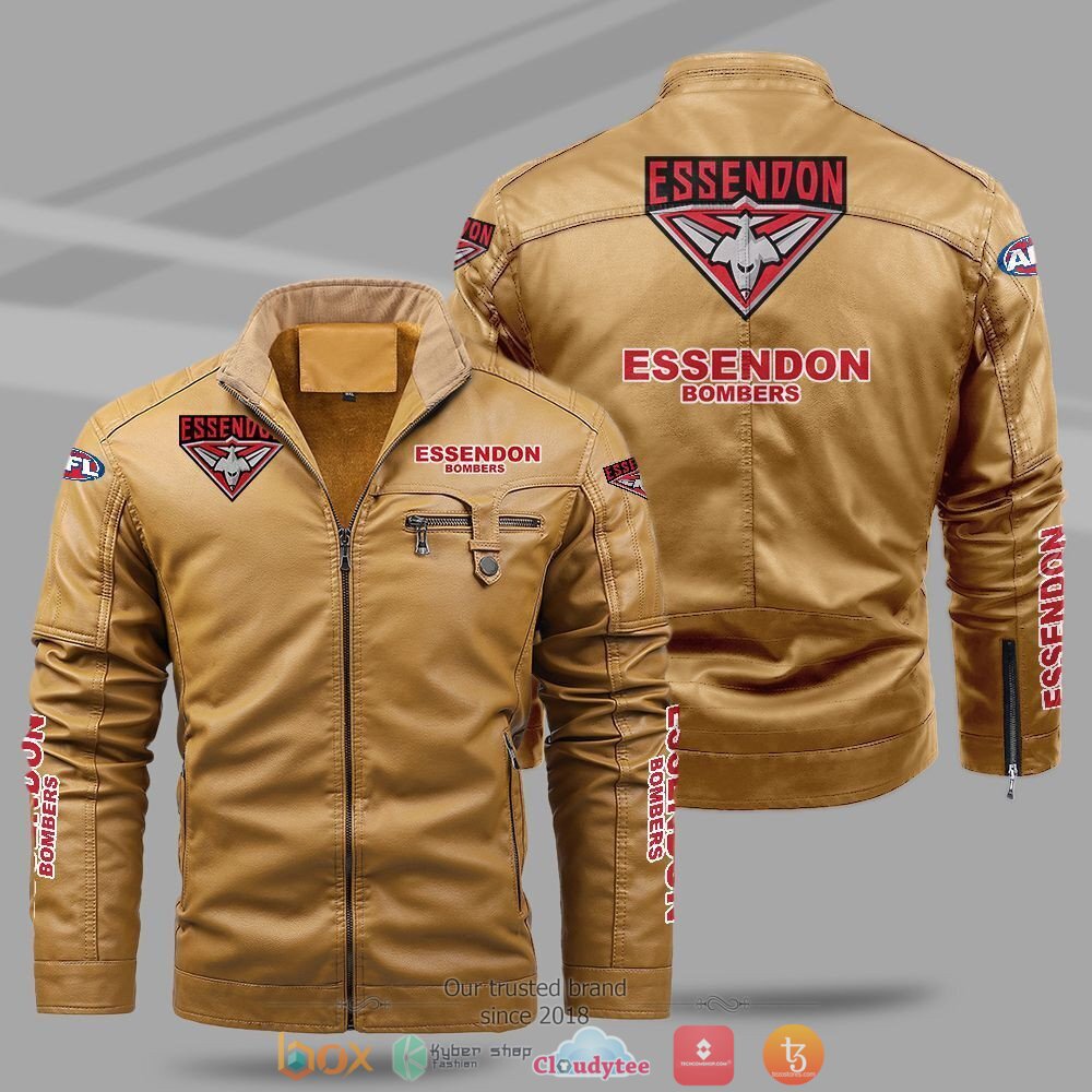 AFL_Essendon_Bombers_Fleece_leather_jacket_1