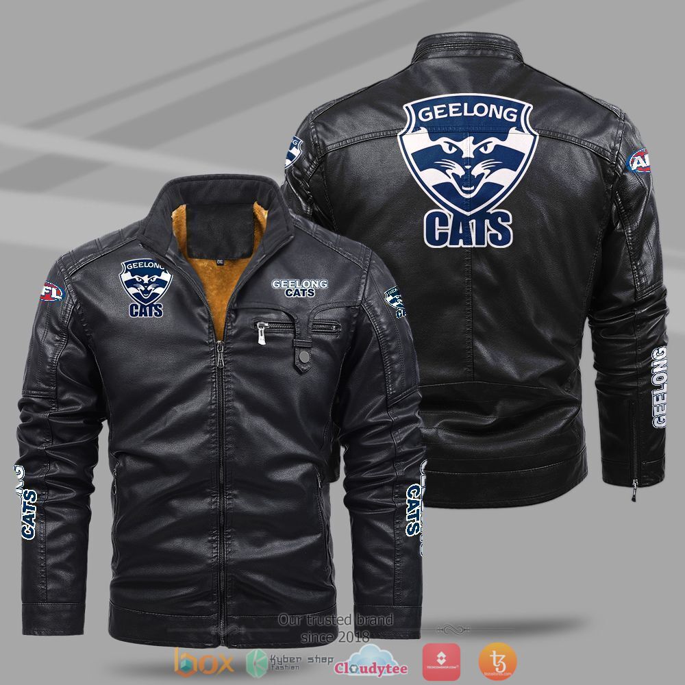 AFL_Geelong_cats_Fleece_leather_jacket