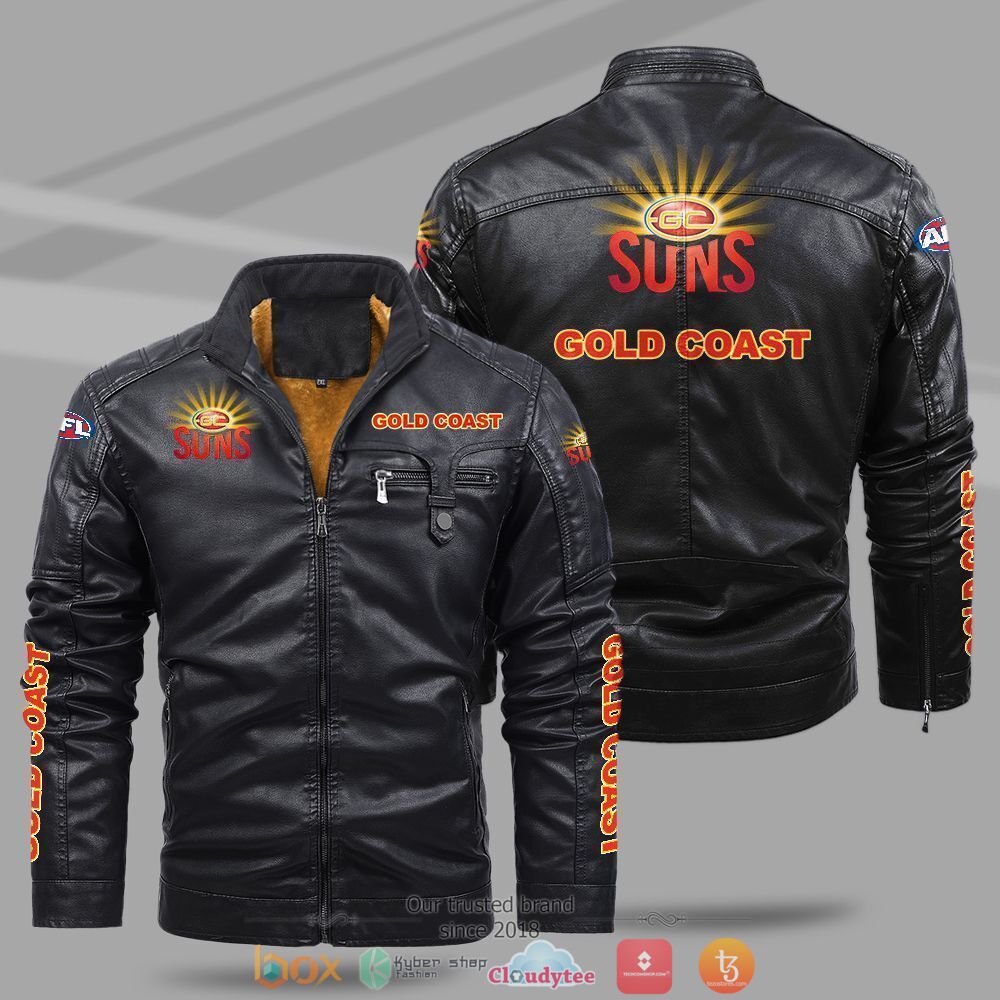 AFL_Gold_Coats_suns_Fleece_leather_jacket