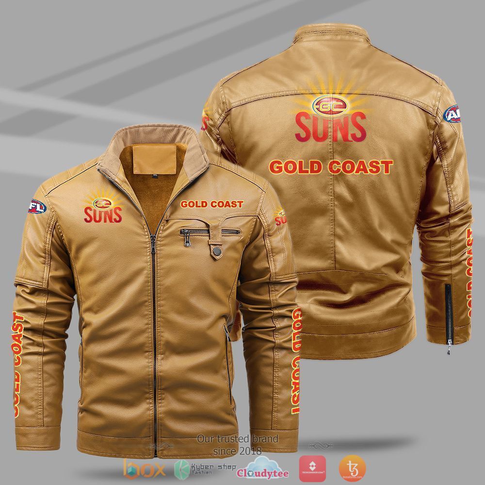 AFL_Gold_Coats_suns_Fleece_leather_jacket_1