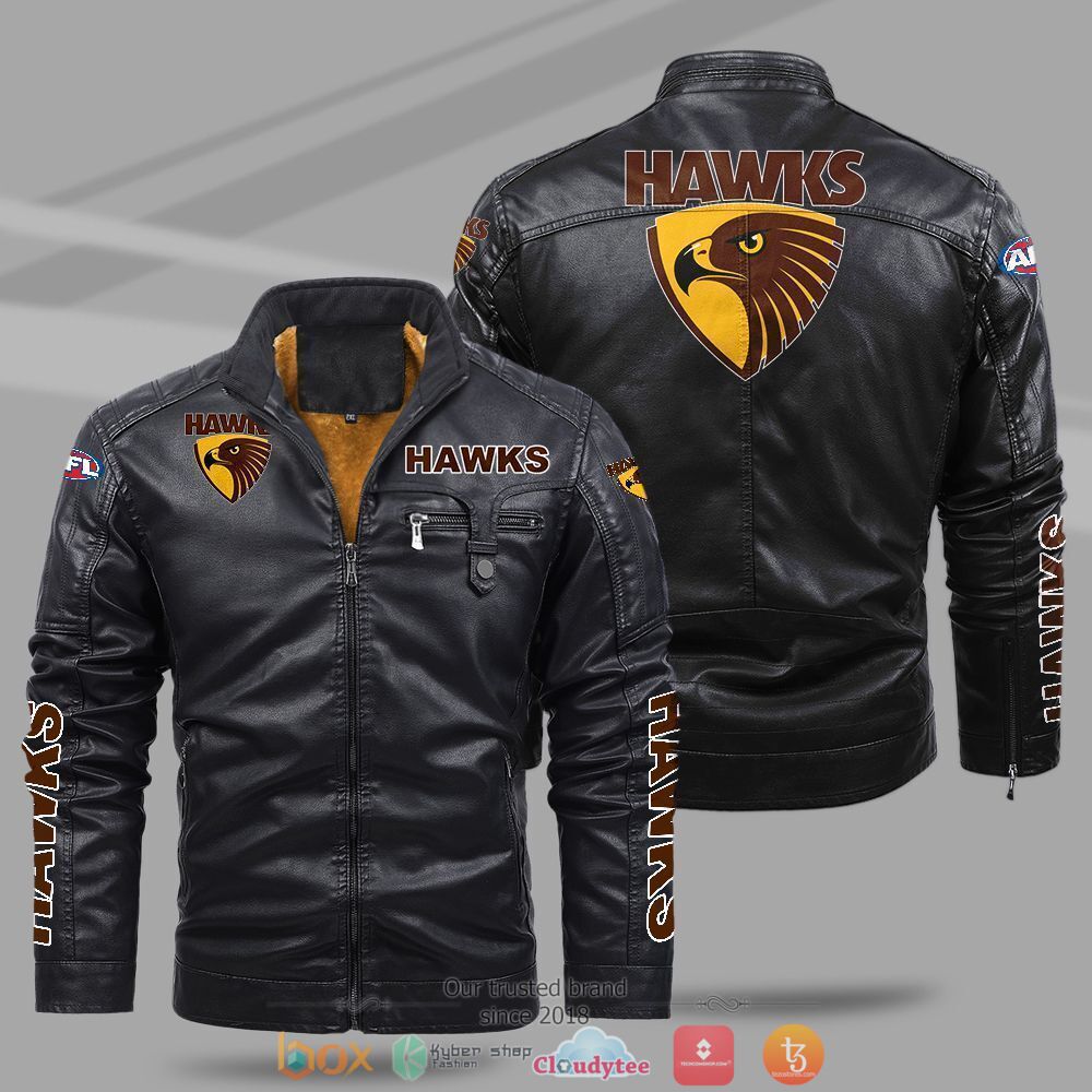 AFL_Hawthorn_Hawks_Fleece_leather_jacket