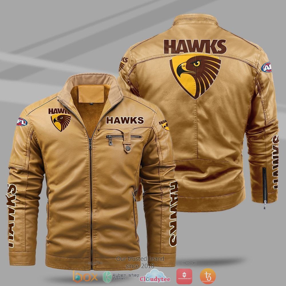 AFL_Hawthorn_Hawks_Fleece_leather_jacket_1
