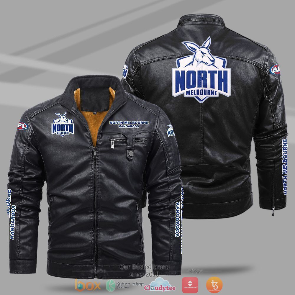 AFL_North_Melbourne_Kangaroos_Fleece_leather_jacket