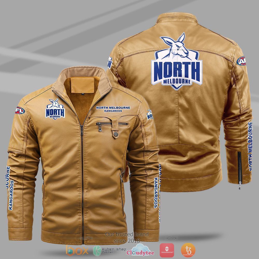 AFL_North_Melbourne_Kangaroos_Fleece_leather_jacket_1