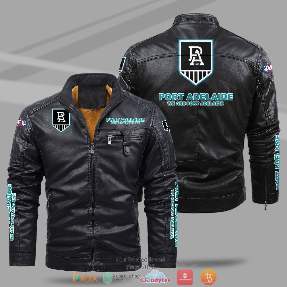 AFL_Port_Adelaide_Power_Fleece_leather_jacket