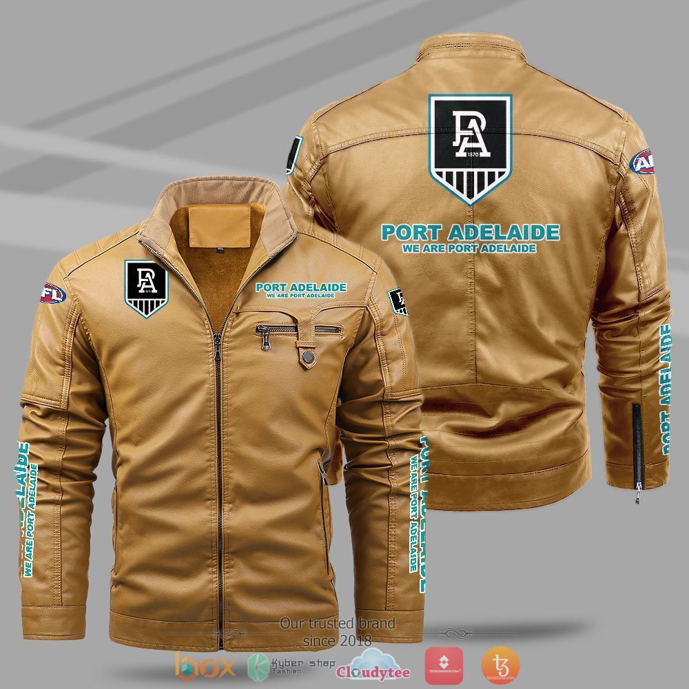 AFL_Port_Adelaide_Power_Fleece_leather_jacket_1