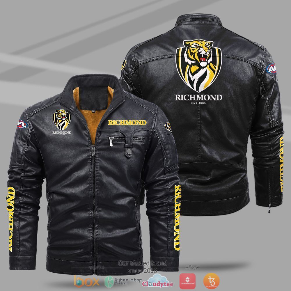 AFL_Richmond_Tigers_Fleece_leather_jacket