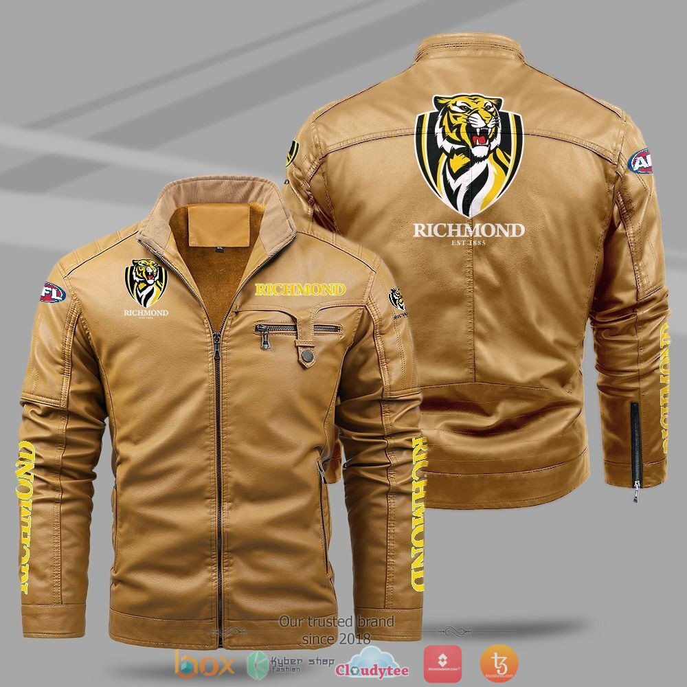 AFL_Richmond_Tigers_Fleece_leather_jacket_1