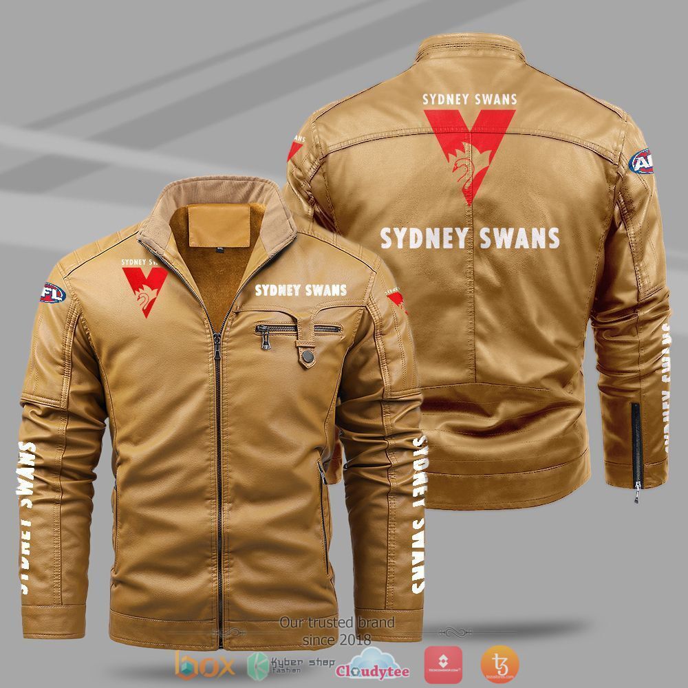 AFL_Sydney_Swans_Fleece_leather_jacket_1