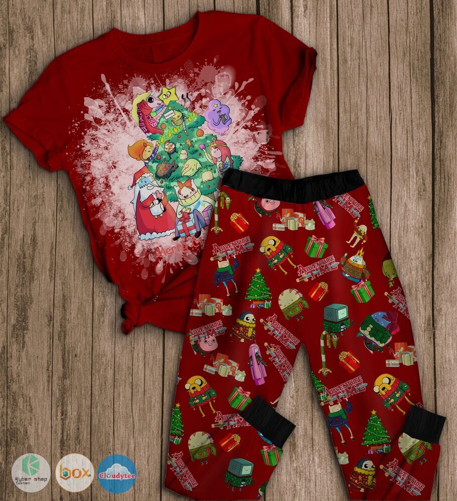 Adventure_Time_Christmas_tree_Merry_Christmas_short_sleeves_Pajamas_Set