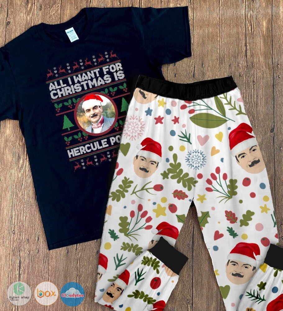 All_i_want_for_christmas_is_Hercule_Poirot_short_sleeves_Pajamas_Set