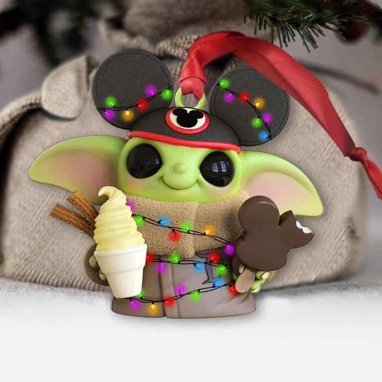 Baby-Yoda-Mickey-Mouse-eating-ice-cream-Christmas-ornament-1