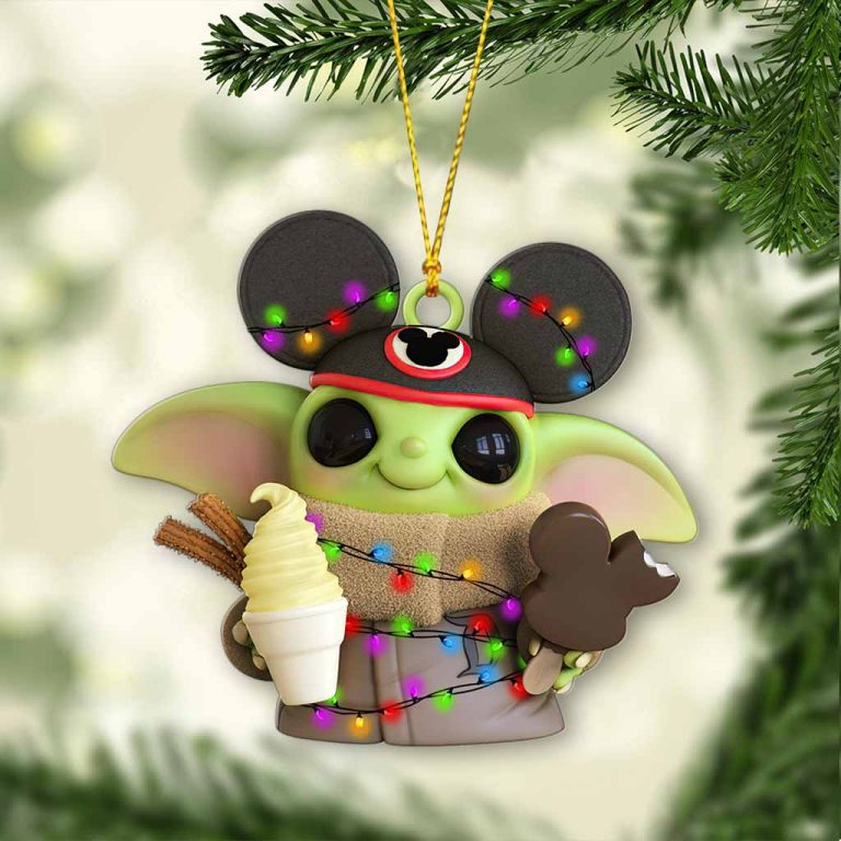 Baby-Yoda-Mickey-Mouse-eating-ice-cream-Christmas-ornament-3