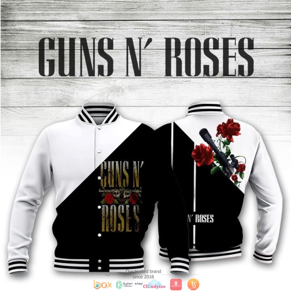 Guns_N_Roses_band_black_white_Baseball_jacket