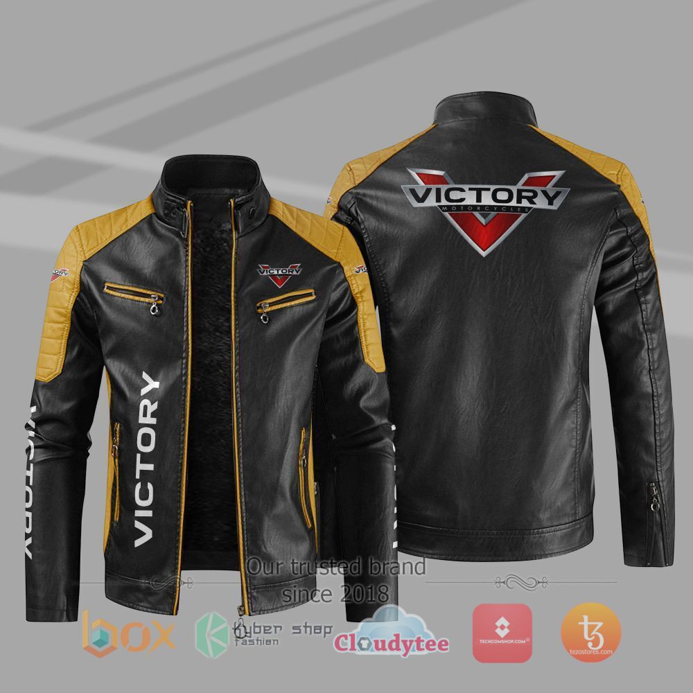 HOT_Victory_Motorcycles_Car_Motor_Block_Leather_Jacket_1