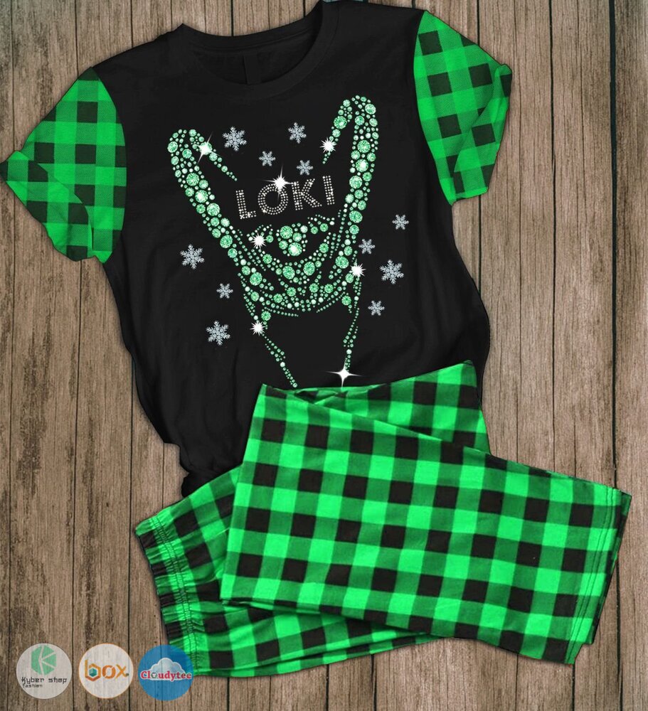 Loki_green_plaid_short_sleeves_Pajamas_Set
