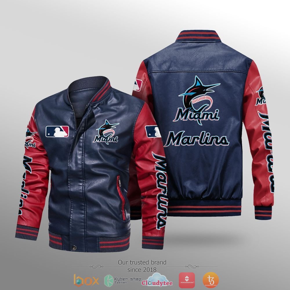 MLB_Miami_Marlins_Leather_bomber_jacket_1