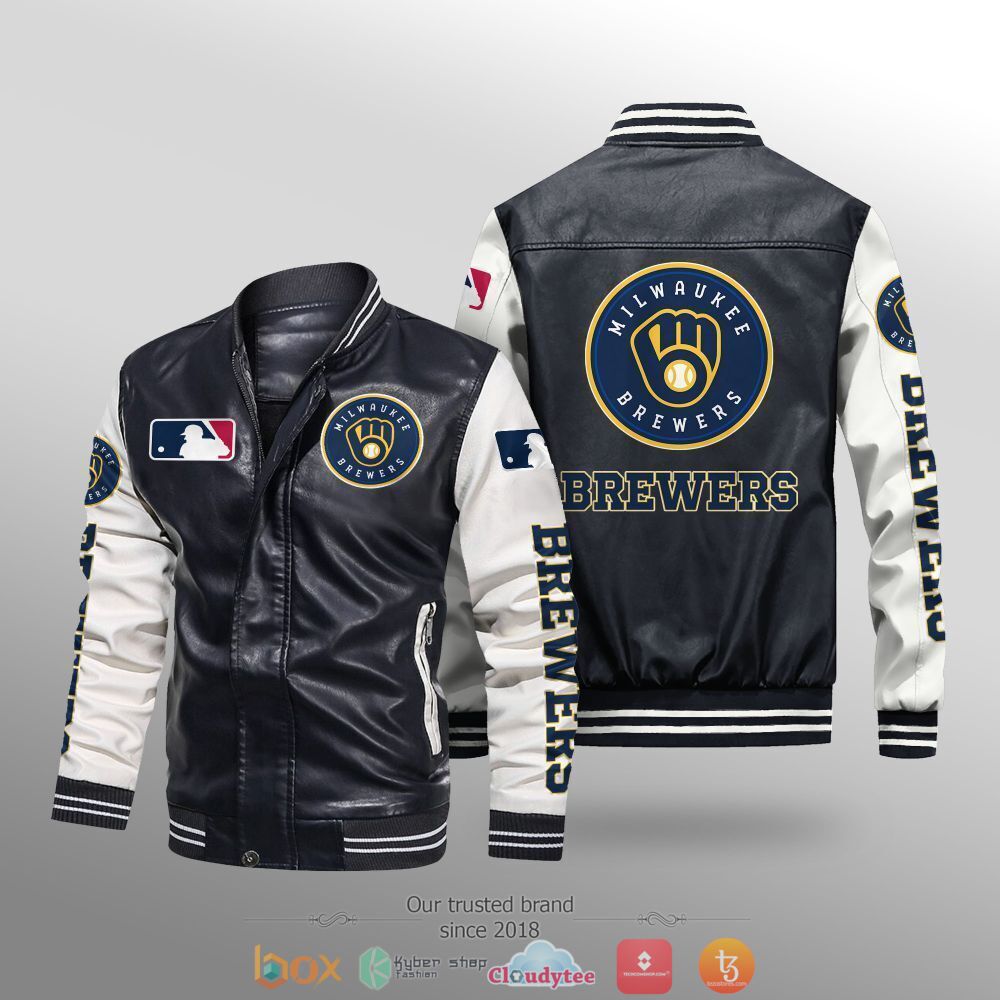 MLB_Milwaukee_Brewers_Leather_bomber_jacket