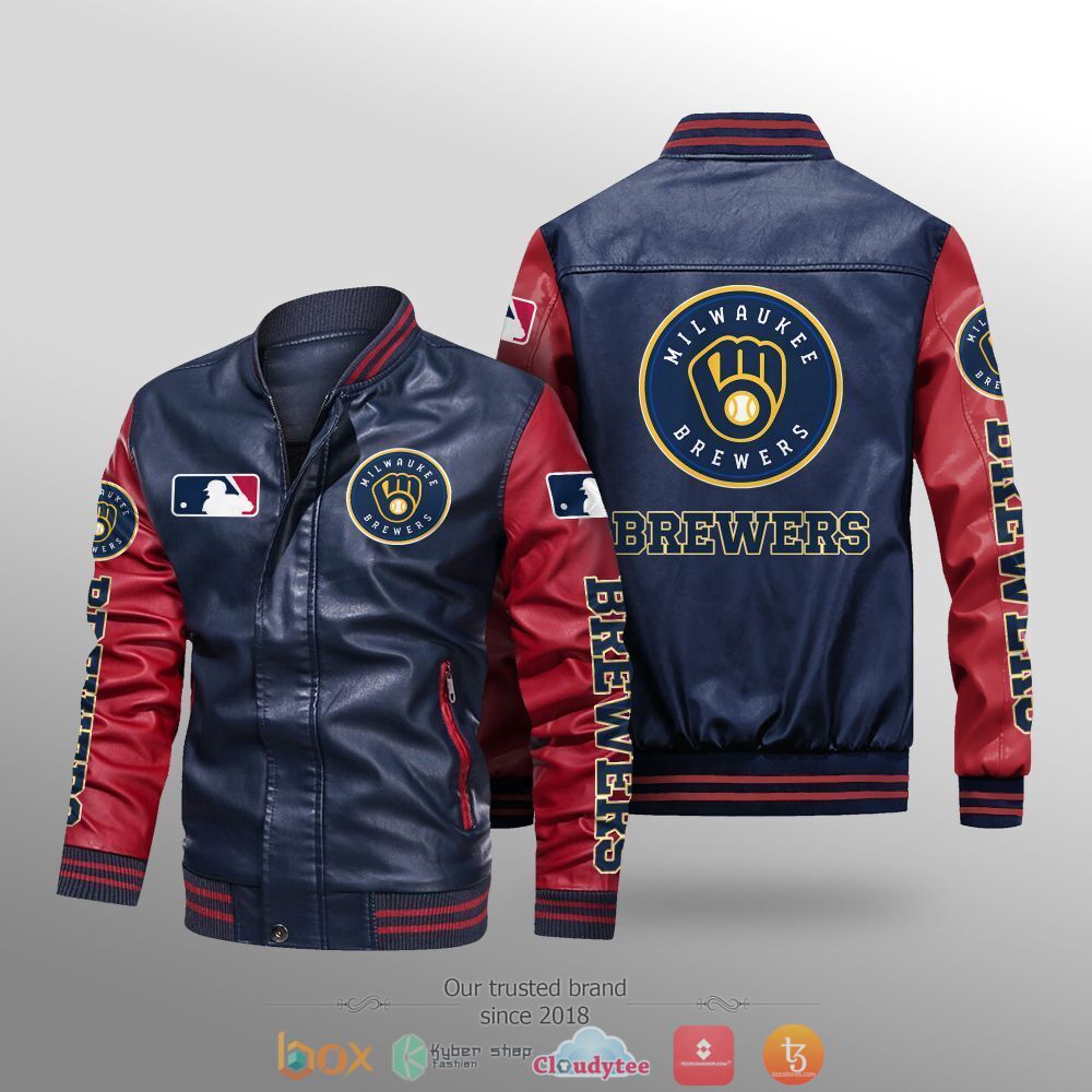 MLB_Milwaukee_Brewers_Leather_bomber_jacket_1