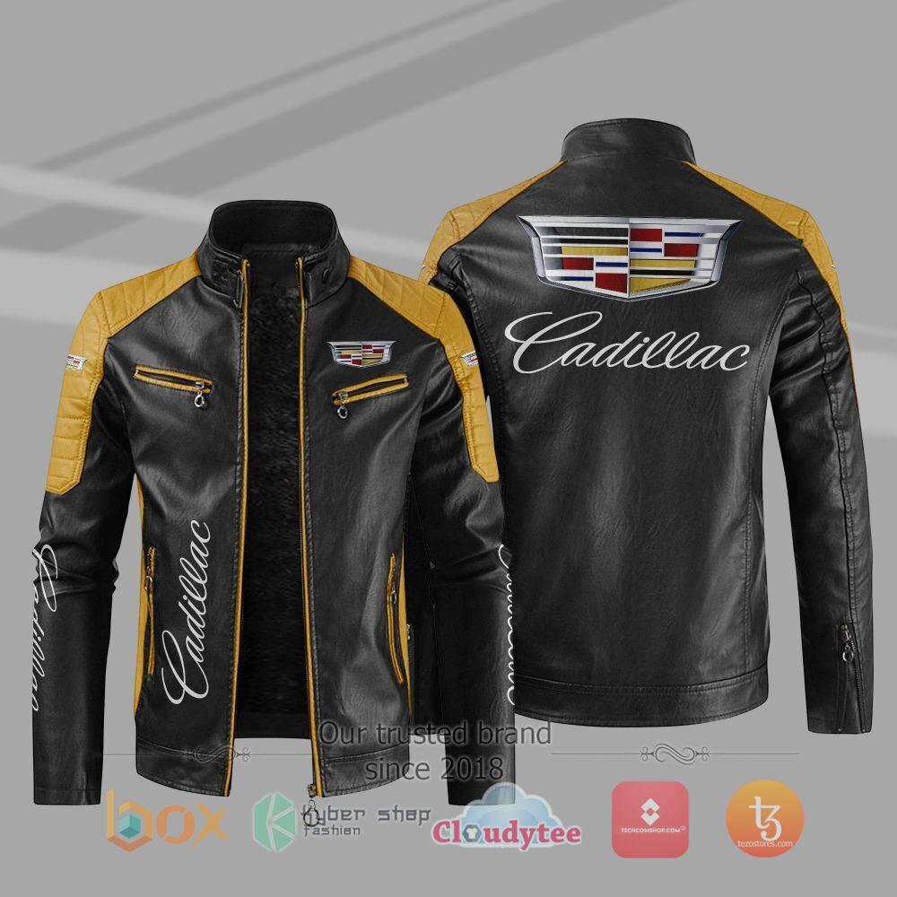 NEW_Cadillac_Car_Motor_Block_Leather_Jacket_1