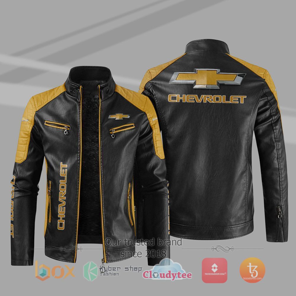 NEW_Chevrolet_Car_Motor_Block_Leather_Jacket_1