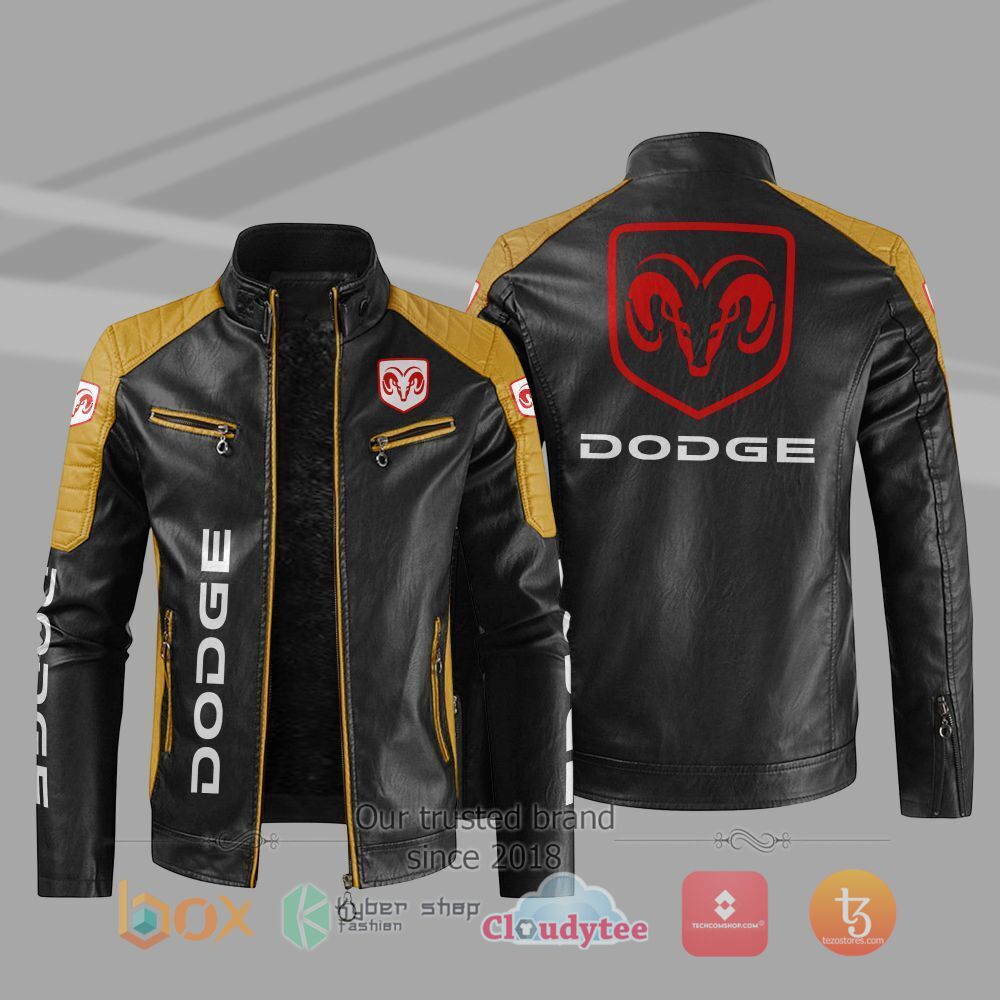 NEW_Dodge_Car_Motor_Block_Leather_Jacket_1