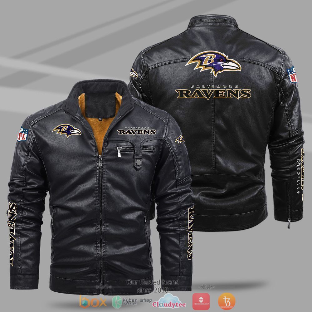 NFL_Baltimore_Ravens_Fleece_leather_jacket