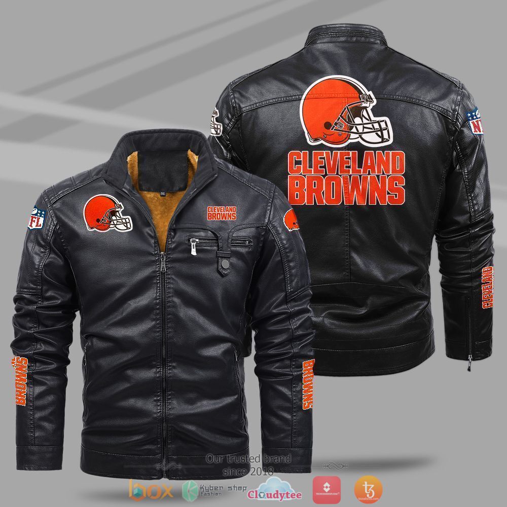 NFL_Cleveland_Browns_Fleece_leather_jacket