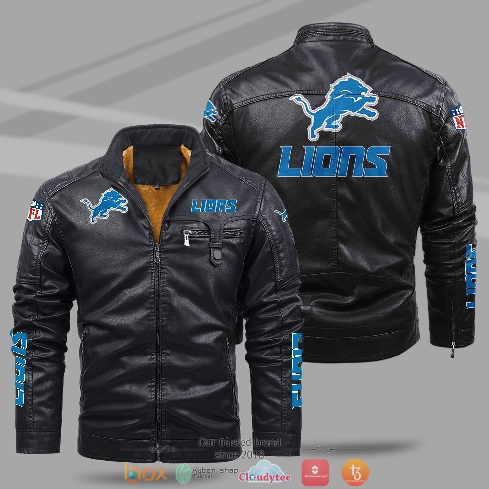 NFL_Detroit_Lions_Fleece_leather_jacket