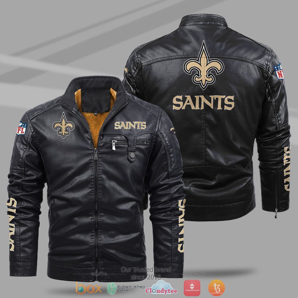 NFL_New_Orleans_Saints_Fleece_leather_jacket