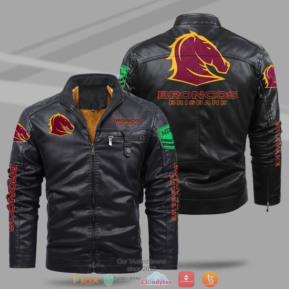 NRL_Brisbane_Broncos_Fleece_leather_jacket