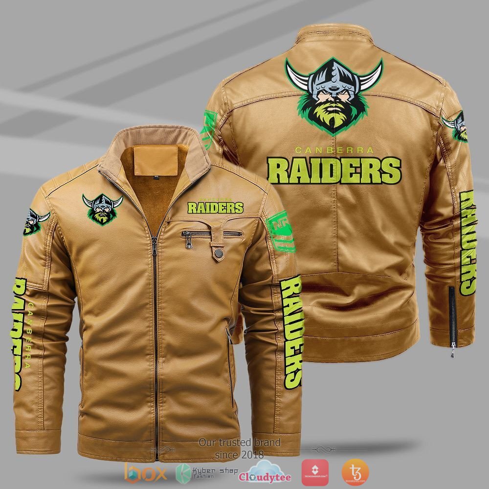 NRL_Canberra_Raiders_Fleece_leather_jacket_1