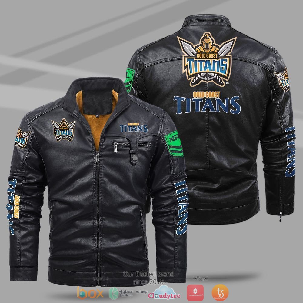 NRL_Gold_Coast_Titans_Fleece_leather_jacket