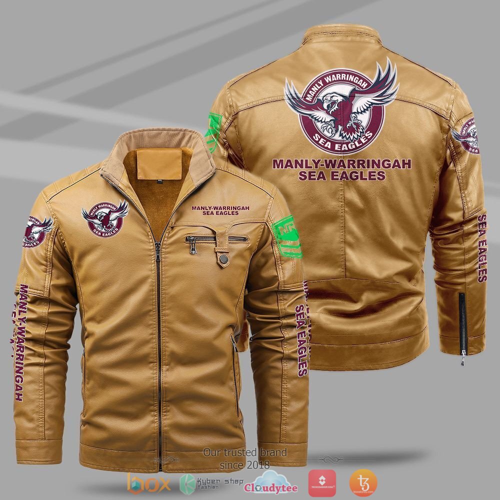 NRL_Manly_Warringah_Sea_Eagles_Fleece_leather_jacket_1