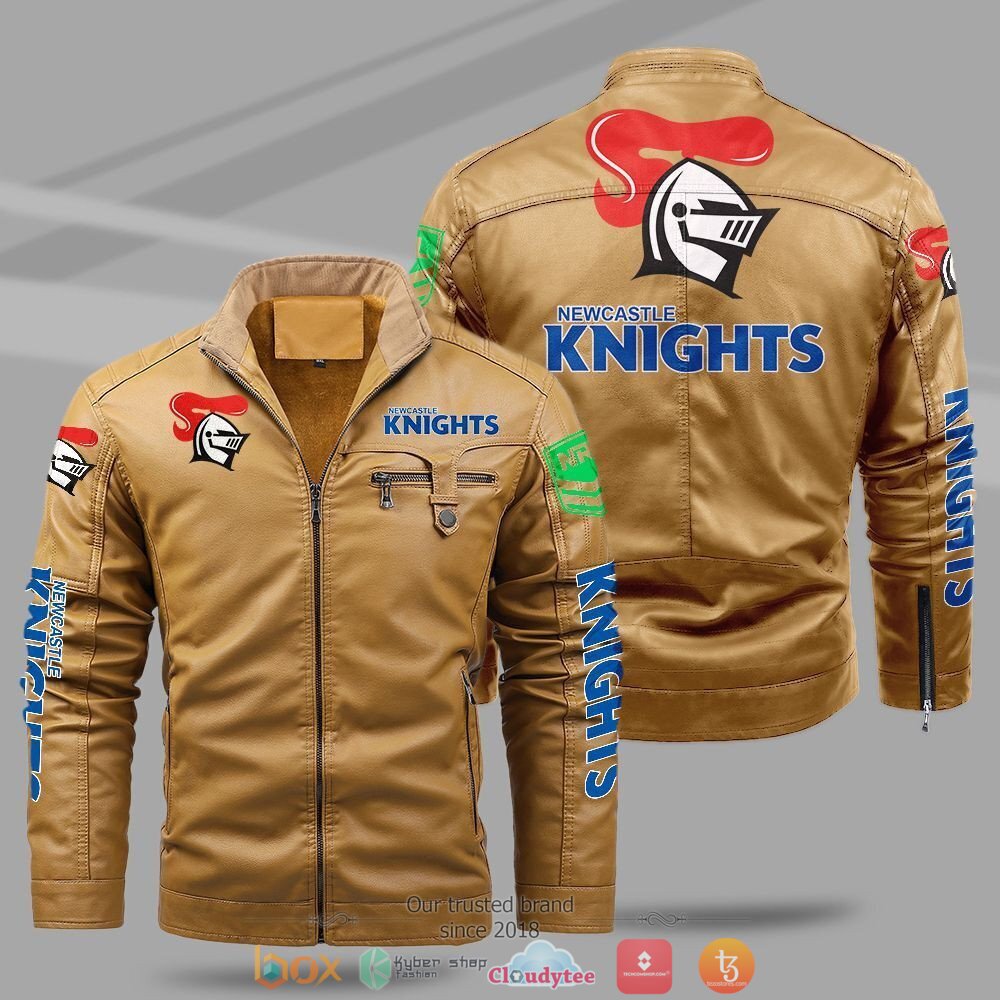 NRL_Newcastle_Knights_Fleece_leather_jacket_1