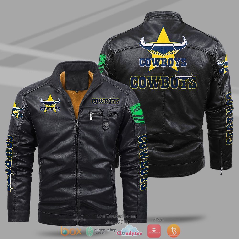 NRL_North_Queensland_Cowboys_Fleece_leather_jacket