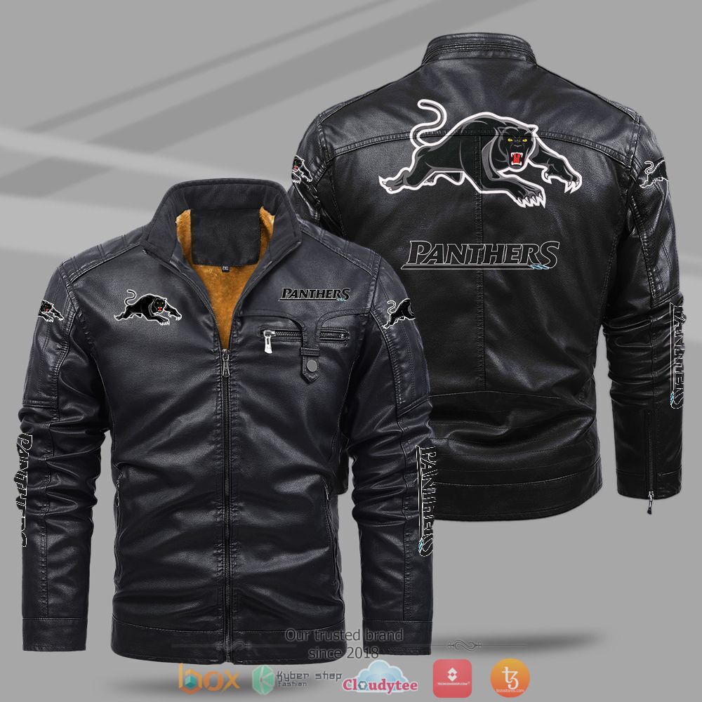 NRL_Penrith_Panthers_Fleece_leather_jacket