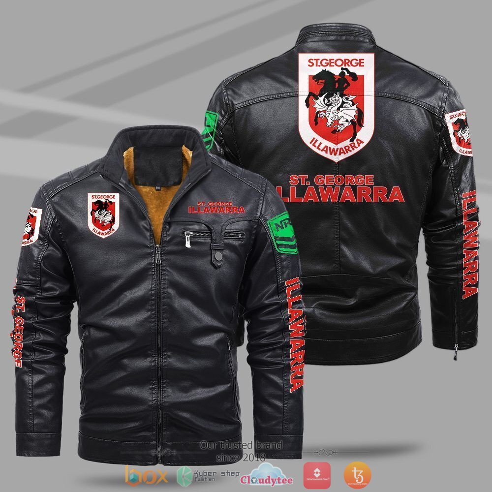 NRL_St_George_Illawarra_Dragons_Fleece_leather_jacket